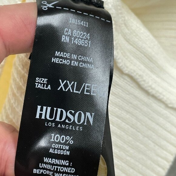 Hudson Los Angeles XXL Cotton Buttondown Cardigan White NWT 6532 - Picture 9 of 9